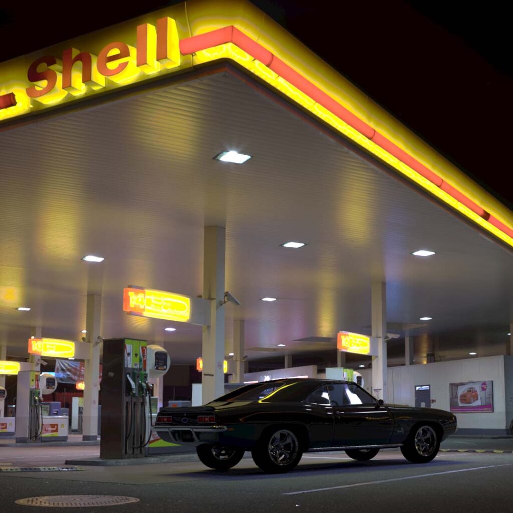 Shell Tankstelle mit 3D Auto